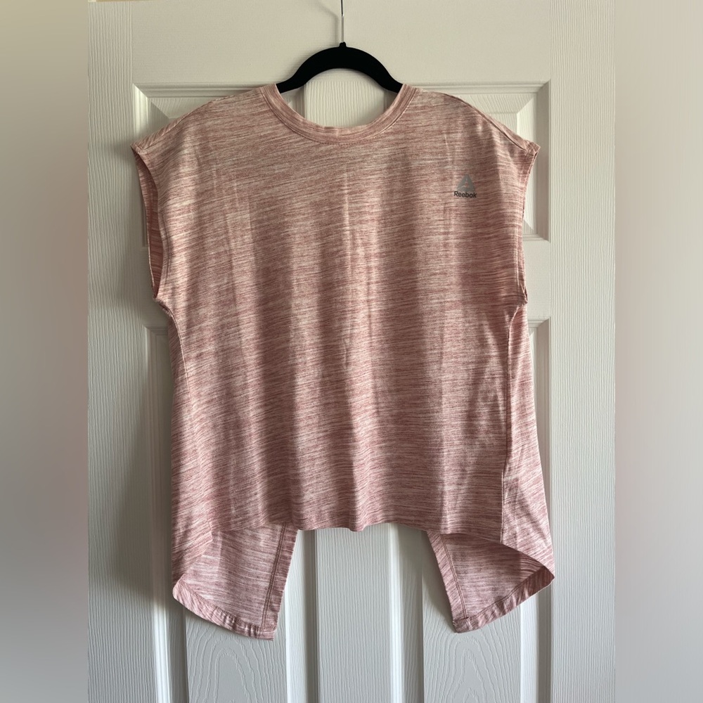 NWOT Reebok Open Back Top - Size M Heathered Pink - Picture 2 of 6